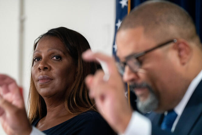 New York State Attorney General Letitia James and Manhattan District Attorney Alvin Bragg in New York on September 8, 2022.