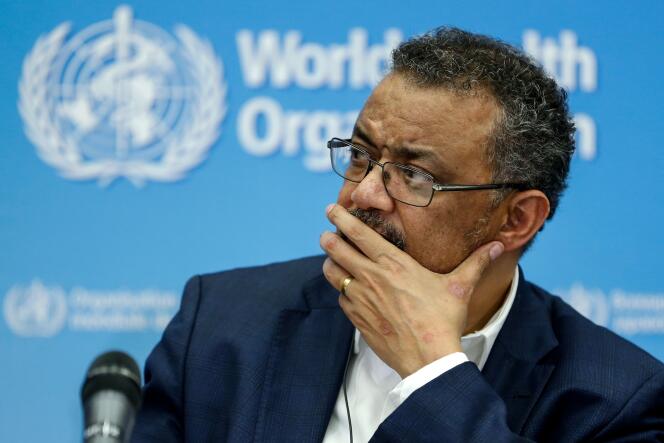 The Director General of the World Health Organization (WHO), Tedros Adhanom Ghebreyesus, during a press conference in Geneva (Switzerland), January 22, 2020.