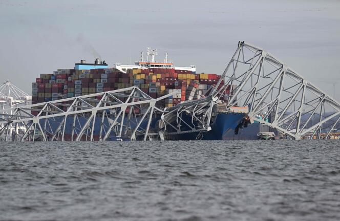 The Francis Scott Key Bridge collapsed following the collision of the cargo ship “Dali” in Baltimore, Maryland, United States, March 26, 2024.