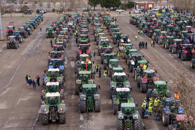 Spanish farmers gather for a demonstration demanding fair conditions for the agricultural sector, in Valladolid, northern Spain, March 15, 2024.