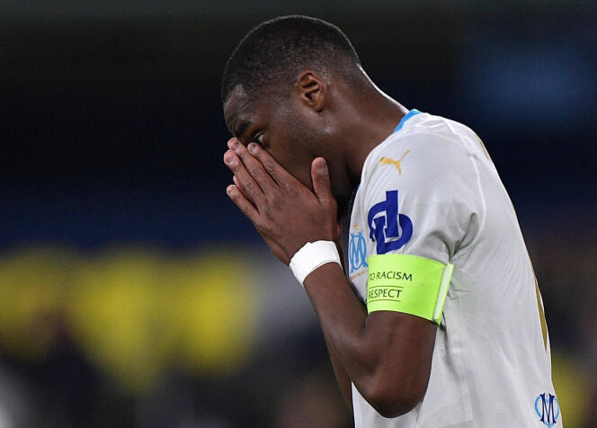 Marseille player Geoffrey Kondogbia in doubt, March 14, 2024, against Villarreal.