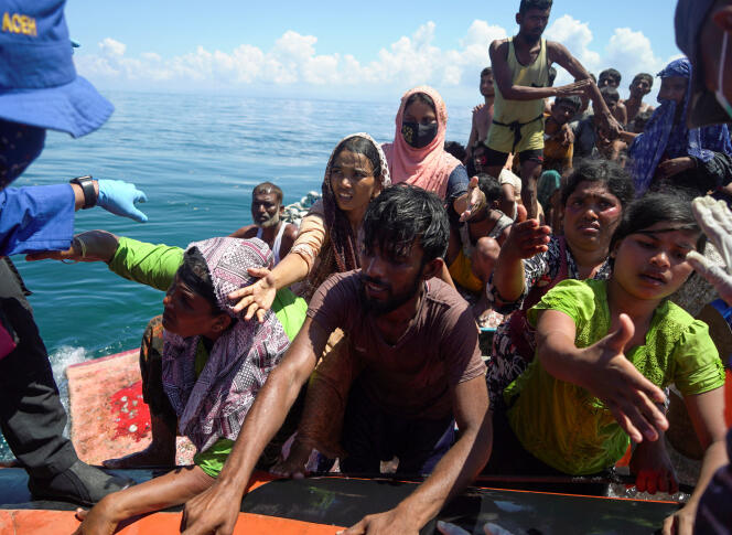 Rohingya refugees rescued after their boat sank off the Aceh region, Indonesia, March 21, 2024. 