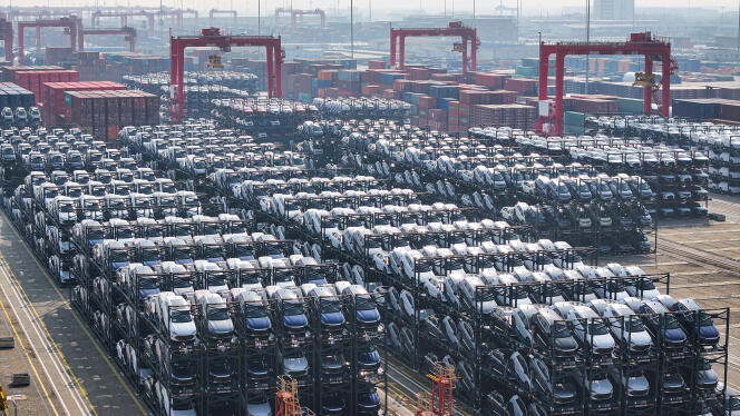 Electric cars from Chinese manufacturer BYD at Taicang Port in Suzhou, Jiangsu province, February 8, 2024.