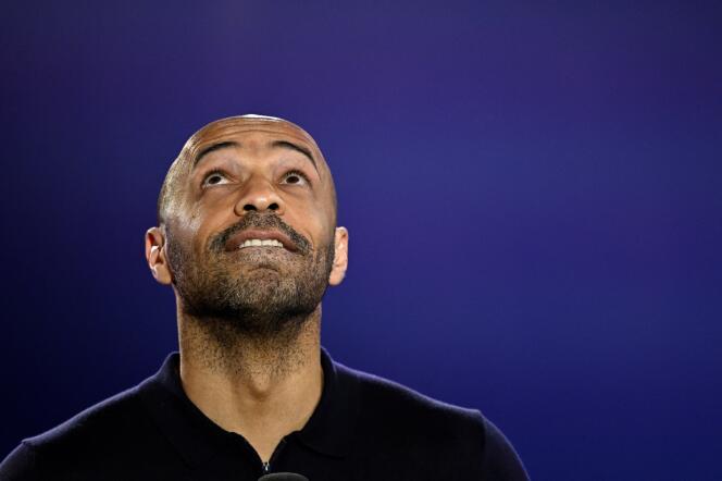 Thierry Henry, the coach of the French Olympic team, during the draw for the men's football tournament at the Paris Games, March 20, 2024.