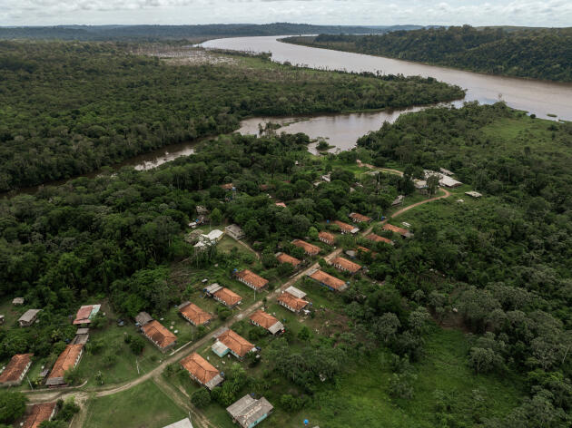 The community of Sao Francisco de Iratapuru, on the banks of the Rio Iratapuru, in the state of Amapa (Brazil), January 31, 2024.
