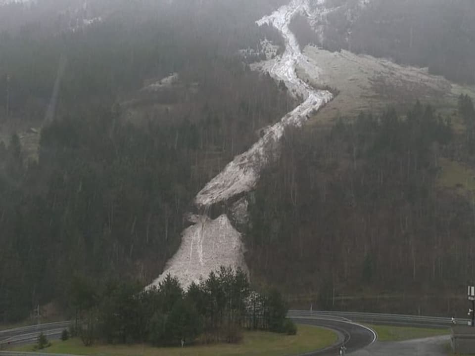 A mudslide on a slope. 