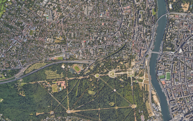 Satellite image of the portion of the A13 affected by the closure between the Paris ring road and the town of Vaucresson.