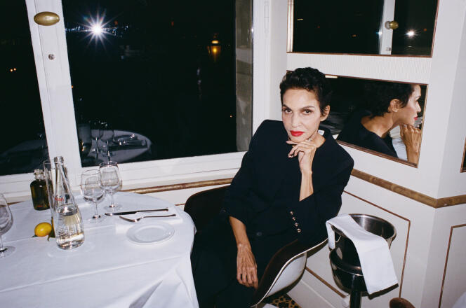 Farida Khelfa, at the Loulou restaurant, Paris 1ᵉʳ, February 5, 2024.
