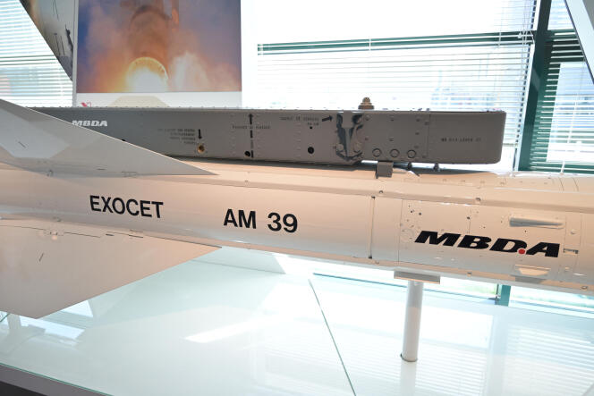 An Exocet missile in the MBDA factory in Bourges, March 20, 2023.