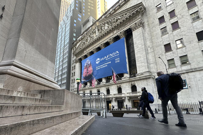 In front of the American Stock Exchange on Wall Street, in New York, April 9, 2024. 
