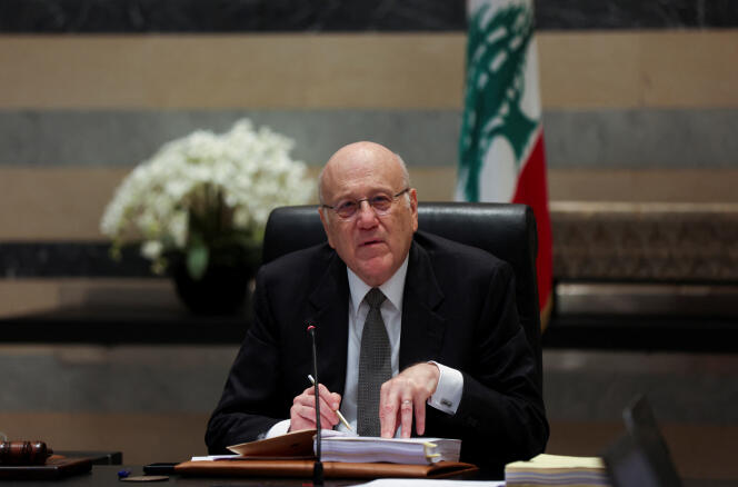 The resigning Prime Minister of Lebanon, Najib Mikati, at the government palace in Beirut, April 4, 2024.