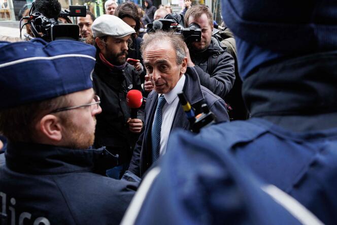 Eric Zemmour is refused access by the Belgian police to the conference on national conservatism “NatCon” bringing together far-right European elected officials at the Claridge Hotel, in Brussels, on April 16, 2024.