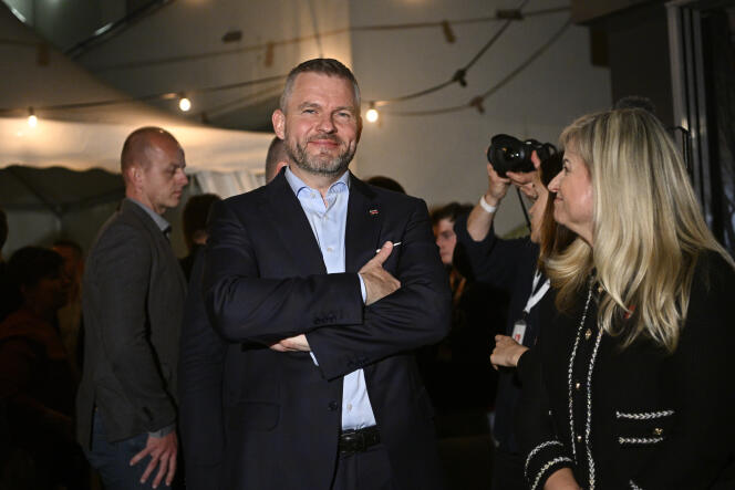 Peter Pellegrini at his campaign HQ during the Slovak presidential election, in Bratislava, April 6, 2024.