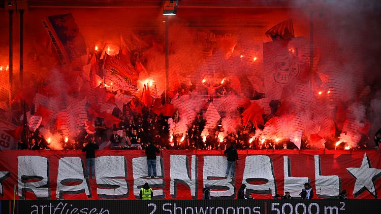 The RB fans set off pyrotechnics.