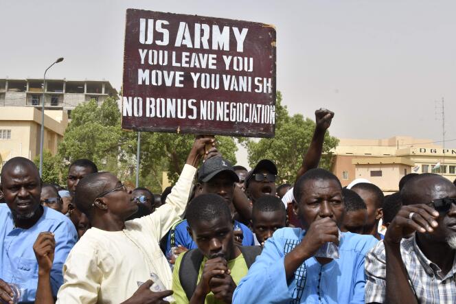 Demonstration against the United States military presence in Niger, in Niamey, April 13, 2024.