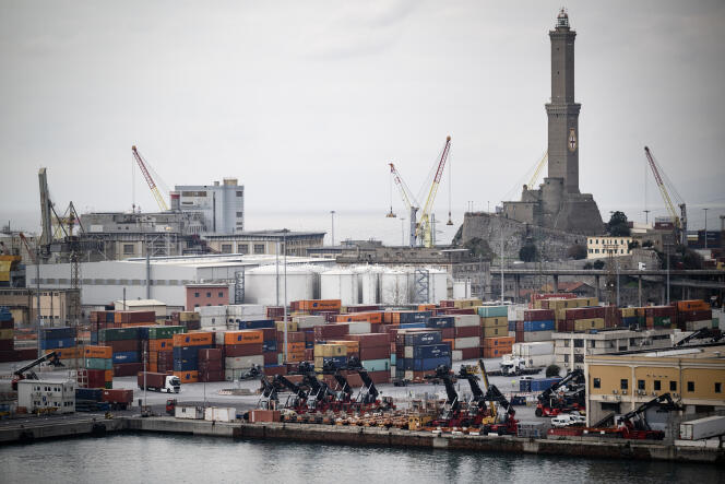 The port of Genoa, whose modernization work has been financed since July 2021 by the European Investment Bank, here on February 7, 2024. 