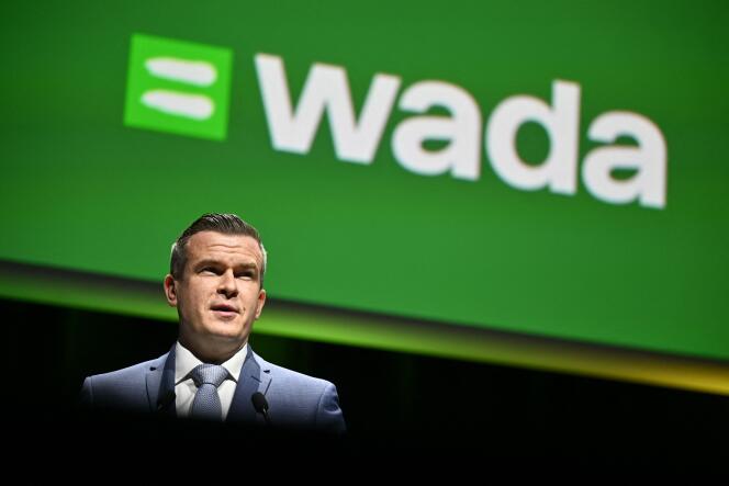 Witold Banka, president of the World Anti-Doping Agency, during a symposium in Lausanne, March 12, 2024.