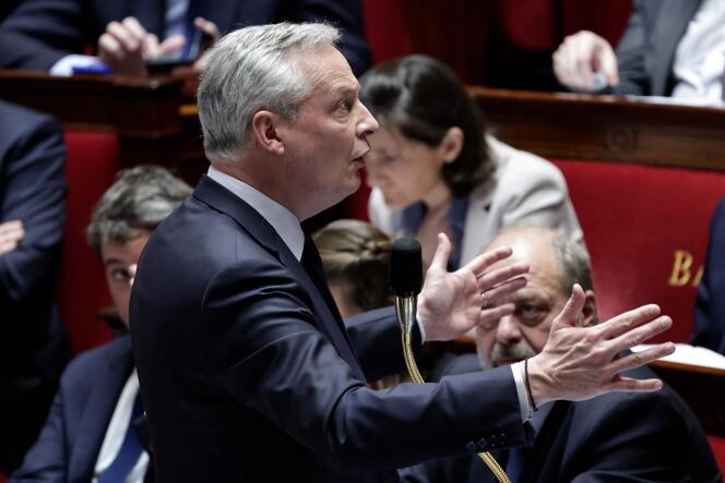 The Minister of Economy and Finance, Bruno Le Maire, during questions to the government at the National Assembly, in Paris, April 9, 2024. 