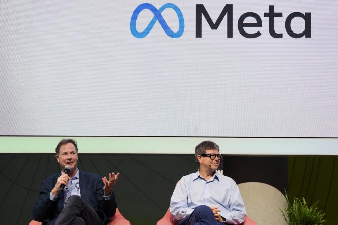 Nick Clegg, Meta's Head of Public Affairs, and Yann LeCun, Group Chief Scientist, at Meta's AI Day in London on Tuesday April 9. 